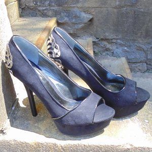 Carlos Santana Silver Butterfly Stiletto Heels